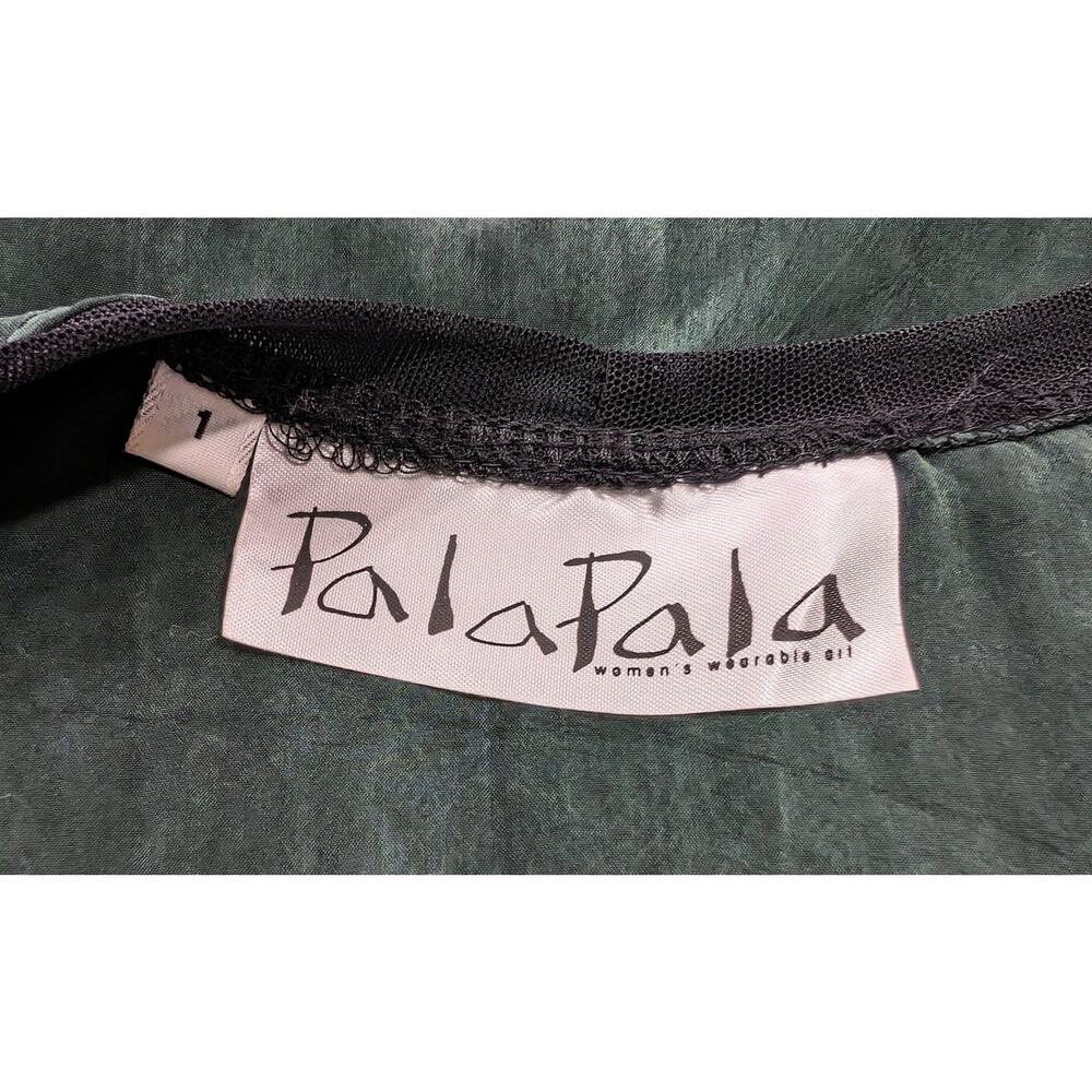 PalaPala Top Dark Green Silk Lagenlook Wearable Art Women's Size 1 Fits S/M - Picture 5 of 5
